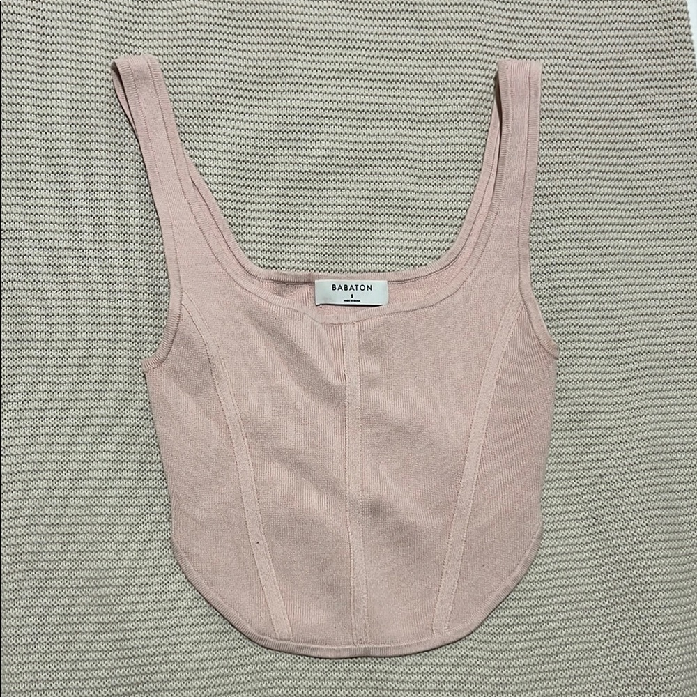 Babaton Women's Pink Corset Knit Tank Top